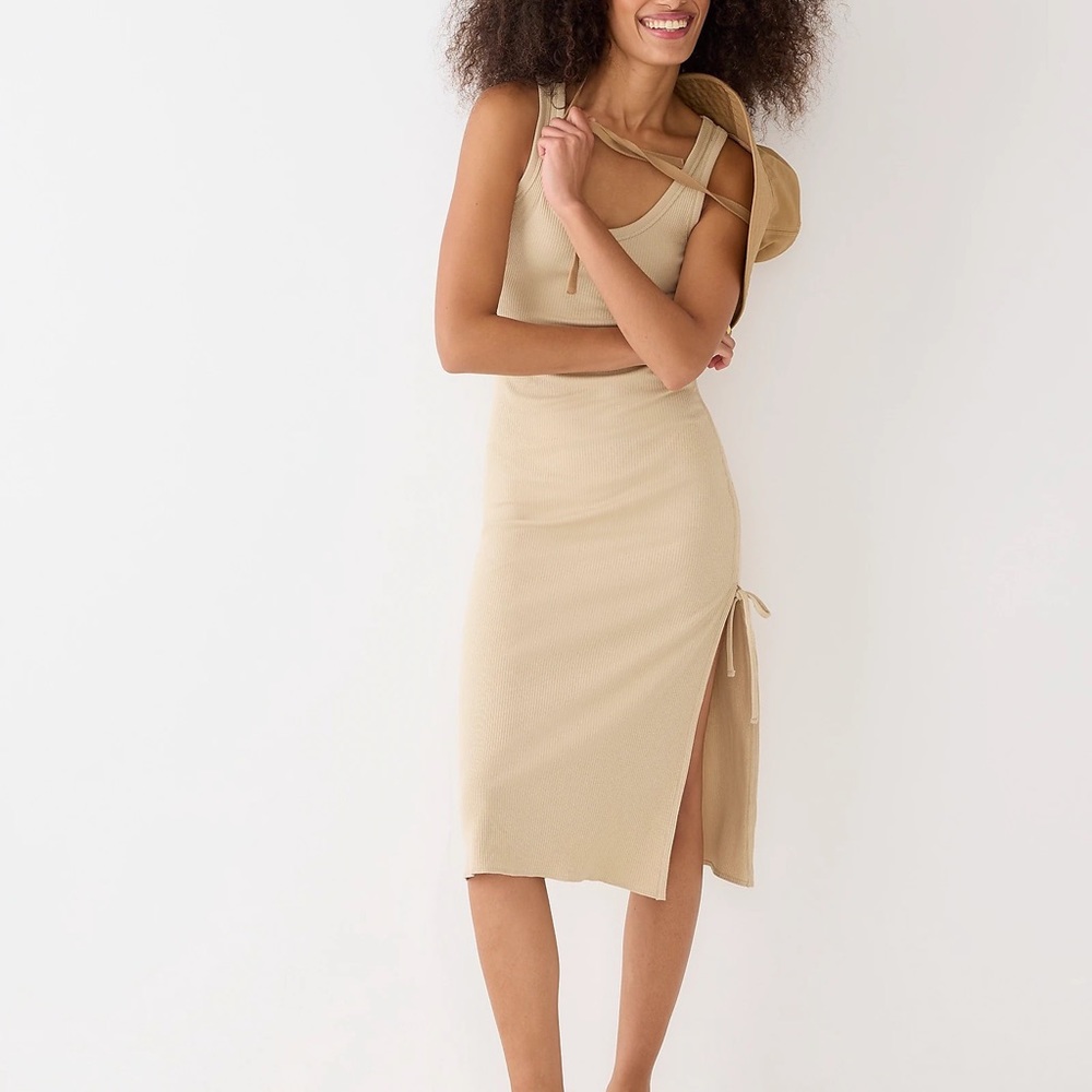 J.Crew Ruched midi dress in vintage rib - Picture 2 of 7